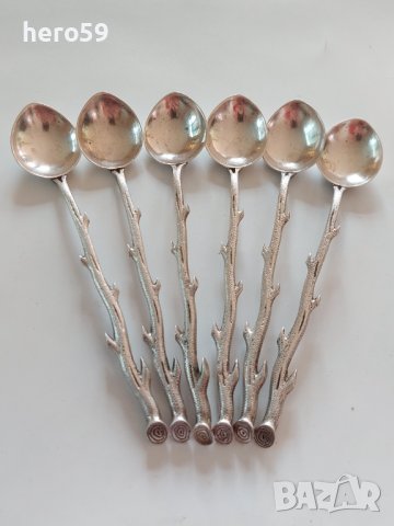 Сребърни дизайнерски лъжички за чай или кафе/шест броя/, снимка 1