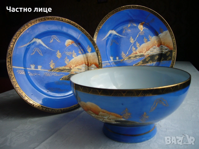 Японски чаен сервиз от 1920-те год. от ажурен порцелан, ръчна изработка, снимка 3 - Антикварни и старинни предмети - 52551920