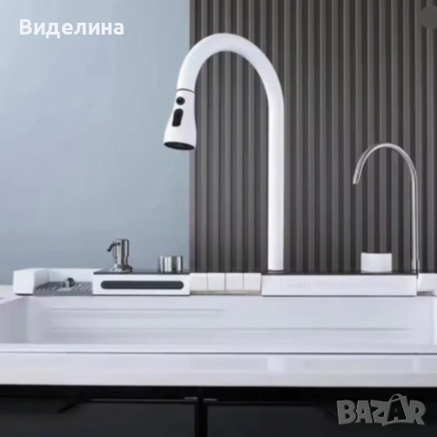 Умна кухненска мивка с изтеглящ се кран – LED дисплей, водопад, филтрирана вода и пълен комплект за , снимка 3 - Мивки - 53118160