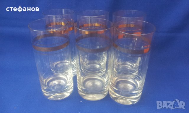 Ретро чаши за безалкохолно, златни кантове, снимка 4 - Чаши - 41365075