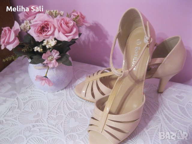 Страхотни лачени сандали в телесен цвят - нови, снимка 2 - Сандали - 40939020