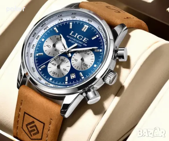 Часовник лиге с 6 функционални стрелки и дата ,водоустойчив.