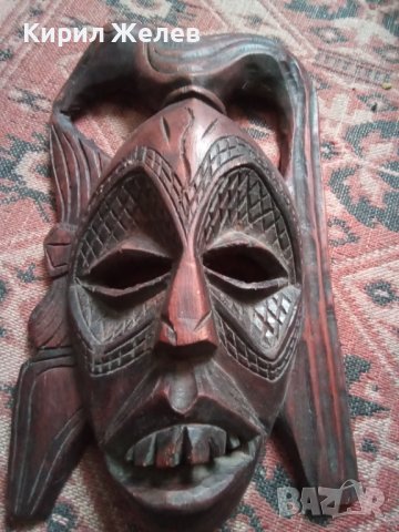 Махагонова маска ритуална стара дървена традиционно изкуство от Африка 43738, снимка 13 - Колекции - 44334958