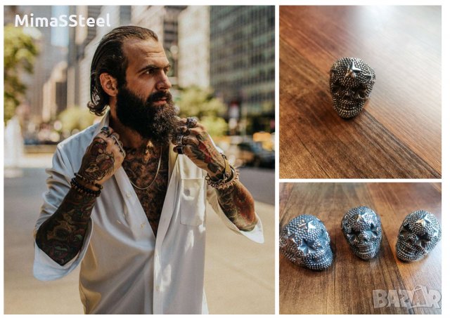 Мъжки стоманен пръстен Philipp Plein, снимка 10 - Пръстени - 35944851