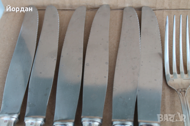 Комплект 6 ножа и 6 вилици посребрени , снимка 3 - Прибори за хранене, готвене и сервиране - 36253662