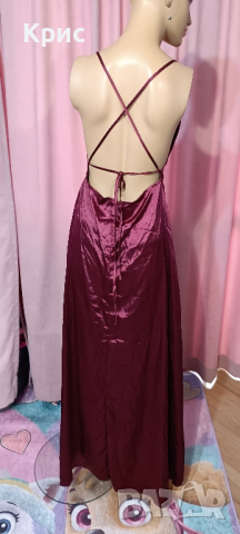 Сатенена рокля с гол гръб, размер L, снимка 3 - Рокли - 44510768