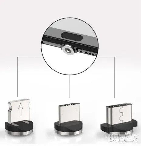 Универсален магнитен кабел Uslion 3 в 1 за зареждане на телефони - micro USB, снимка 9 - Оригинални зарядни - 48734263
