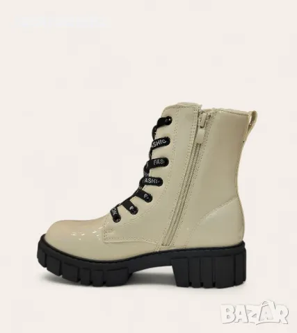 Детски боти в бежов цвят с лачено покритие W585016 beige, снимка 3 - Детски боти и ботуши - 48157779