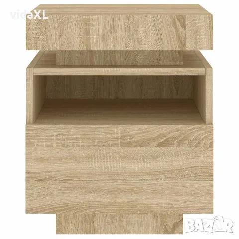 vidaXL Нощно шкафче с LED осветление, дъб сонома, 40x39x48,5 см, снимка 6 - Шкафове - 56148109
