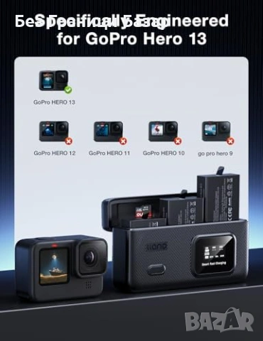 Ново Hero 13 тройно зарядно 30W USB-C PD с LED дисплей + 3 батерии, снимка 6 - Батерии, зарядни - 53648609