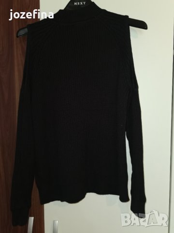 Черна блуза с оголени рамене, снимка 5 - Блузи с дълъг ръкав и пуловери - 41124542