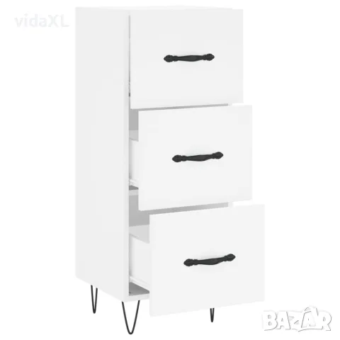 vidaXL Сайдборд, бял, 34,5x34x90 см, инженерно дърво, снимка 5 - Бюфети - 56147923