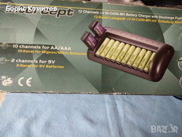 Ново оригинално зарядно за 10 бат. АА, ААА и 2бат. 9 волта