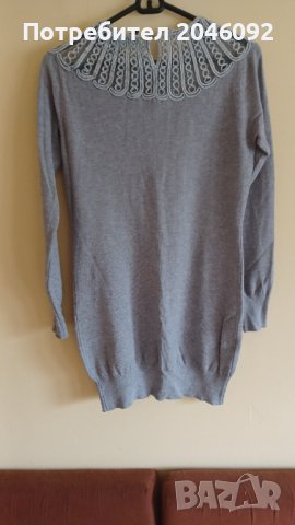 Елегантен,сив блузон с мъниста., снимка 3 - Блузи с дълъг ръкав и пуловери - 44490845