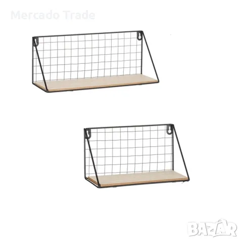 Комплект декоративни рафтове Mercado Trade, За стена, 2бр., Черен, снимка 2 - Декорация за дома - 48855033