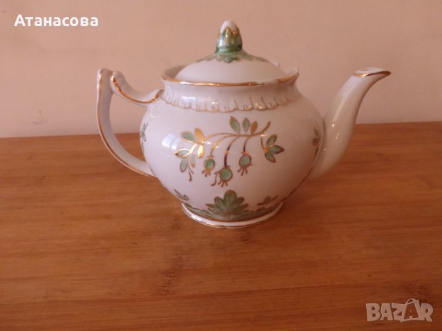 Руски порцеланови чайник и захарница 1980 г, снимка 5 - Аксесоари за кухня - 41086545