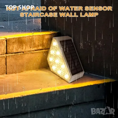 Dasing 4 броя соларни стълбищни лампи, IP67 водоустойчиви, снимка 3 - Соларни лампи - 49640927