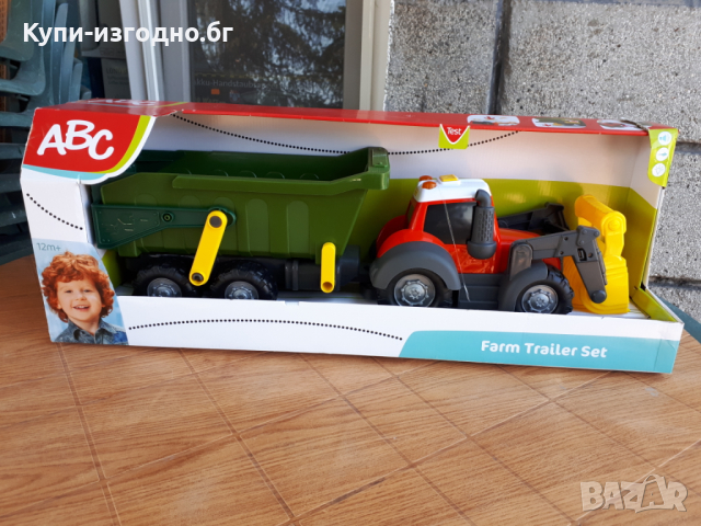 Dickey Toys ABC 65 см - фермерски багер с ремарке , снимка 1 - Коли, камиони, мотори, писти - 36170982