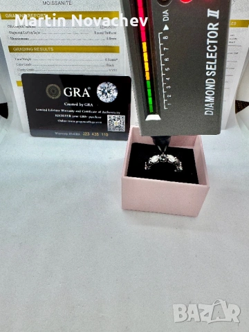Сребърен пръстен с мойсанит (Диамант) 6 карата, снимка 10 - Пръстени - 53423575