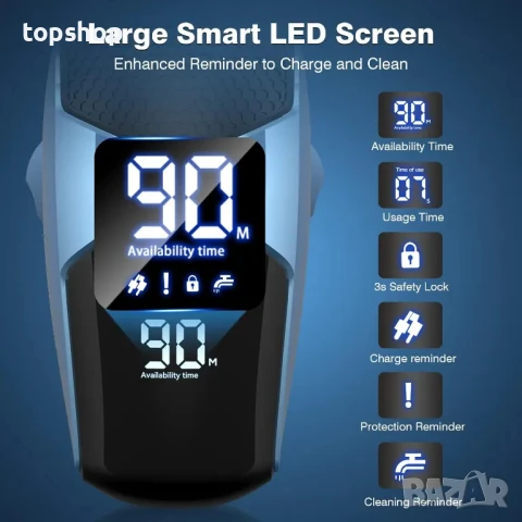 НОВА Yovikin MS-672 Самобръсначка за мъже 6 в 1, сухо и мокро USB C, Акумулаторна IPX7 Водоустойчива, снимка 4 - Тримери - 50555725