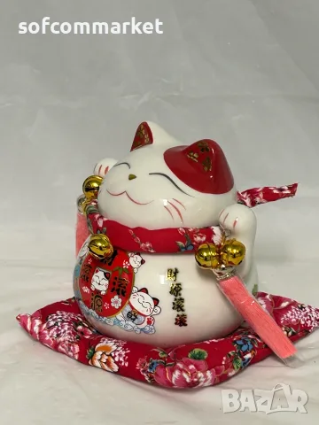 Порцеланова касичка Maneki Neko - котката на късмета (Jade Temple) – 14 см, снимка 6 - Други - 56126942
