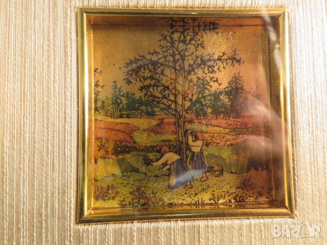 Стара Сребърна картина - трудещи се жени на полето проба 800 и  с рисувано златно фолио с маркировка, снимка 3 - Картини - 40855021
