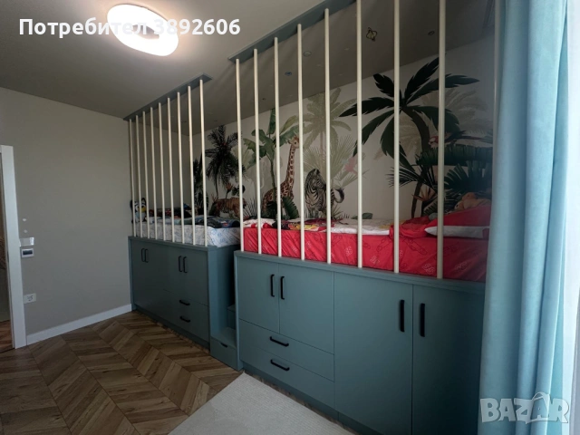 Дизайнерски детски легла със шкафове и стълба | ръчна изработка, снимка 4 - Спални и легла - 53753353