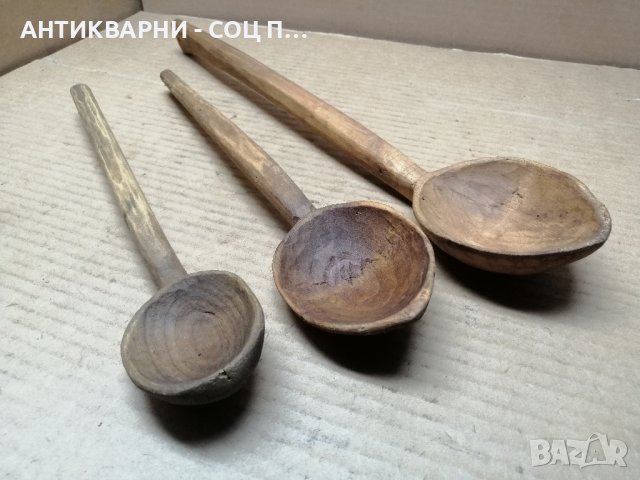 Комплект Стари Ръчно Изработени Дървени Лъжици, Стара Ръчно Изработена Дървена Лъжица. , снимка 5 - Антикварни и старинни предмети - 44296450