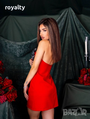 Луксозна Червена Дамска Рокля , снимка 4 - Рокли - 52884658
