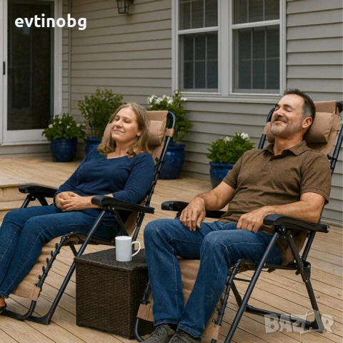 Сгъваем градински шезлонг с нулева гравитация и сенник – комфорт за пълна релаксация, снимка 6 - Градински мебели, декорация  - 53863839