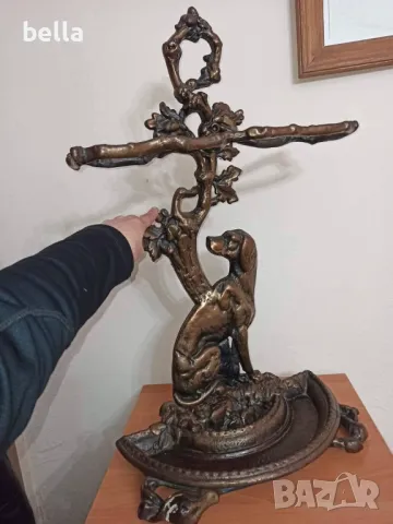 Викторианска чугунена стойка за чадъри с патинирано бронзово покритие, под формата на хрътка , снимка 7 - Антикварни и старинни предмети - 50385965