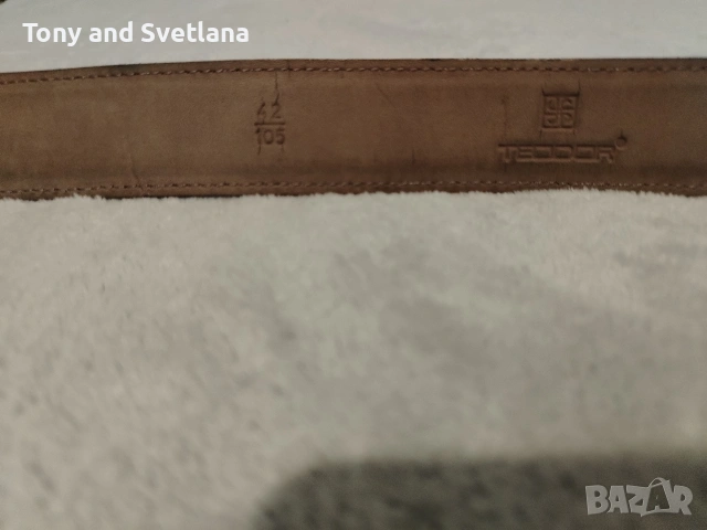 Мъжки колан- кожен TEODOR, цвят - светлобежов, снимка 5 - Колани - 53498256