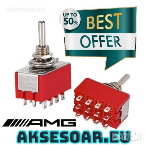 Ключ 6 мм Превключвател с 12 крачета, Pin 2 положения ON / ON 5A / 125VAC 2A / 250VAC MTS-402, снимка 6 - Друга електроника - 21976468