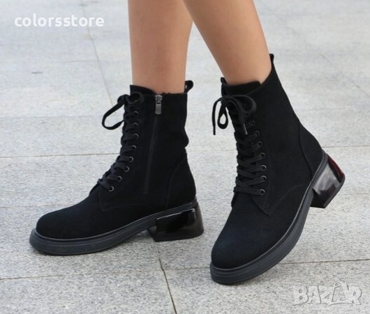 Равни боти - черен велур - BMG10 , снимка 2 - Дамски боти - 51740461