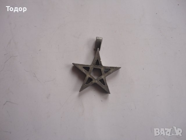 Старинен калаен медальон амулет пентаграм , снимка 5 - Колекции - 41222881
