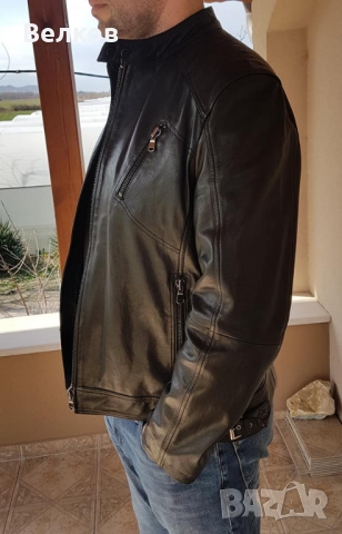 Мъжко кожено яке от естествена кожа - черно - размер XL, снимка 8 - Якета - 36042110