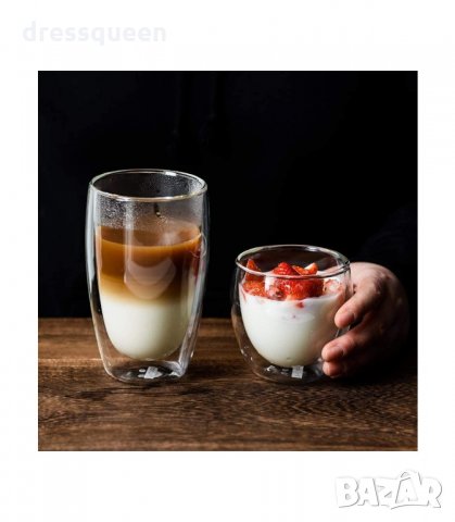 2963 Чаша от двустенно стъкло за топли, студени напитки и кафе, снимка 13 - Чаши - 34264761