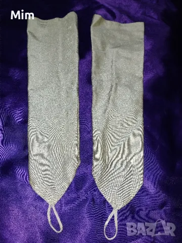 Сатенени дълги ръкавици в цвят телесен , снимка 3 - Ръкавици - 48658525