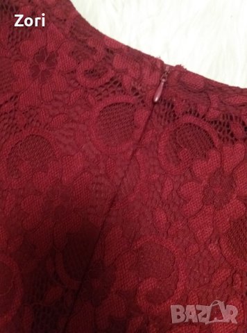 ИЗКЛЮЧИТЕЛНО КРАСИВА дантелена рокля в цвят вино ХХС размер , снимка 5 - Рокли - 41881457