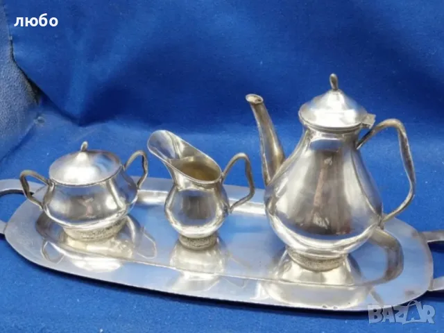 Сребърен Комплект от Поднос със Канички Сребро 0,925-901 грама , снимка 3 - Други ценни предмети - 47291573