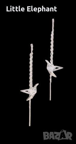 Сребърни висящи обеци птички,колекция"Birds sensitivity"/нови