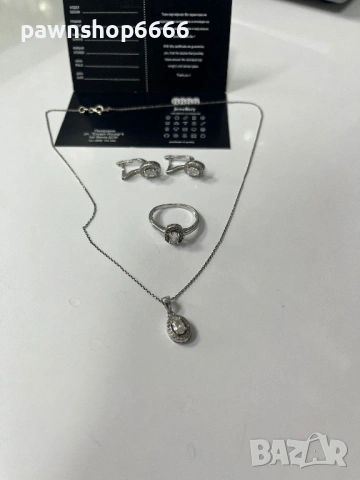 Сребърен комплект бижута 925 проба, снимка 2 - Колиета, медальони, синджири - 53593454