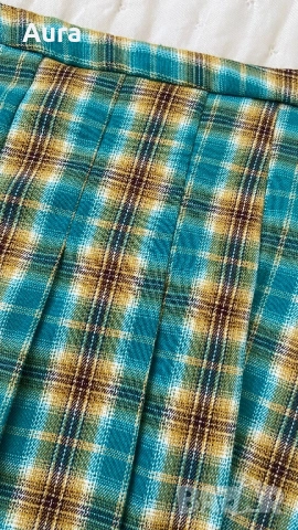 Plaid Pleated Mini Skirt , снимка 2 - Поли - 51822401