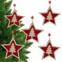 5 броя Дървени коледни звезди с елха, 8.5см, снимка 1 - Декорация за дома - 42698939