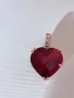 Златен медальон с диаманти и сърце от гранат/розово злато/, снимка 1