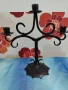 троен свещник ковано желязо , снимка 1