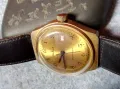 RUHLA ANTIMAGNETIC MADE in GDR Стар ПОЗЛАТЕН НЕМСКИ ЧАСОВНИК РУХЛА РАБОТИ КАИШКА Естеств. КОЖА 48690, снимка 18