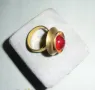 Стар дамски пръстен с червен стъклен кабошон, снимка 4
