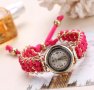 Нов дамски часовник с розово метало-текстилно закопчаване, снимка 1 - Дамски - 42178358