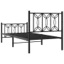 vidaXL Метална рамка за легло с горна и долна табла, черна, 90x200 см, снимка 6